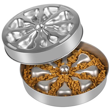 Oiwliur Slow Feeder Dog Bowl  Stainless Steel NonSlip Metal Slow Feeding Bowl Suitable for Dry Wet or Raw Food 5 Cups Large Capacity Dog Bowl DoubleSided Design Ideal for All Dog Sizes