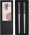 Stainless Steel Chopsticks Titanium Plated Metal Chopsticks Reusable Dishwasher safe Premium Japanese Korean Chopstick Laser Engraved Antislip Chop Sticks for Eating 2 Pairs Gift Set Black Silver
