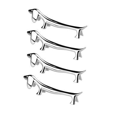 Rddconkit 304 Stainless Steel Chopsticks Spoon Fork Rest Holder Rack Stand 4 Pcs Dachshund