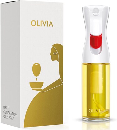 FLAIROSOL OLIVIA The Original Advanced Oil Sprayer for Cooking Salads BBQs and More Continuous Spray with Portion Control Trusted by Chefs Patented Technology Glass Bottle Gold Print