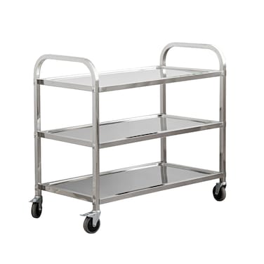 uyoyous Stainless Steel Utility Cart 37x20x37 3Tier Large Heavy Duty Industrial Serving cart with 360Rotation Wheels Kitchen Island Stainless Steel Storage Trolley for Hotel Restaurant Home Use