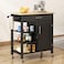 SogesHome 3Tier Kitchen Island Cart Sideboard and Buffet with 2Lockable Wheels Bar Cart with Large Countertop with Towel Holder1Drawer1Door Cabinets Black