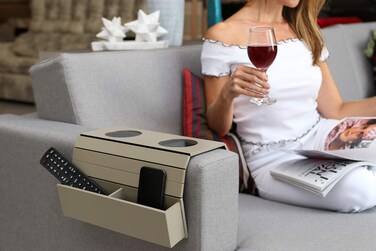 Meistar Sofa Arm Tray Table Remote Control And Cellphone Organizer Holder Arm Rest Organizer Arm Rest Table With Pockets One Size Fendy