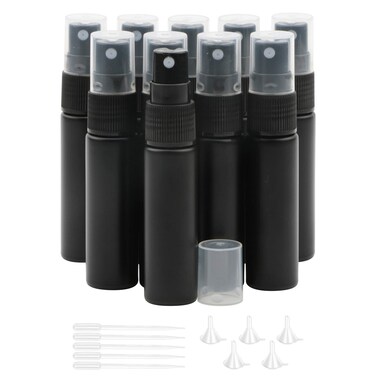 Newzoll 10pcs Black Glass Spray Bottles 10ml 13oz Sprayer Bottles Sample Perfume Fine Mist Atomizer Sprayer Vials Tubes Containers for Essential Oils Scent Cosmetic