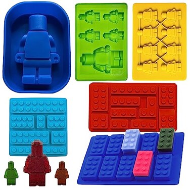 Building Block Candy Gummy Molds  6Pcs Brick Mold Silicone Ice Cube Mold Dome Silicone Molds Melted Chocolate Ice Cubes Candy Robot Fondant Molds  Jelly Mold Silicone Ice Cube Tray Mousse Cake Molds