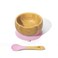 Avanchy Bamboo Baby Bowl  Spoon  Baby Cutlery  Bamboo Kids Bowl  BPA Free Bowl  Bamboo Kids Utensils  Baby Bowl and Spoons Set Pink  5 x 3