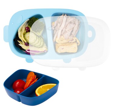 Lightening Kids Divided Plate3 PCSPlate with Lid and Inner DishToddler Dishes TablewareDishwasherSafe for Baby Feeding Dinner Plate Sky26x16x4cm