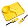 Dinneractive Dining Set For Kids  3 PC Construction Themed Dinnerware  Tractor Utensils  Toddler Plates  Baby Dishes