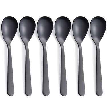 FULLYWARE Matte Black Demitasse Espresso Spoons Stainless Steel Satin Finish Coffee Spoons Mini Teaspoons Sugar Spoons 47inch Set of 6
