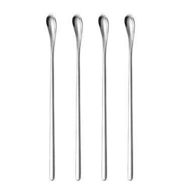 Delove Mixing Spoon Set of 4 Stainless Steel Stirring Spoons for SmoothieCoffeeIce CreamCold DrinkFruit JuiceCocktail Thickhandle