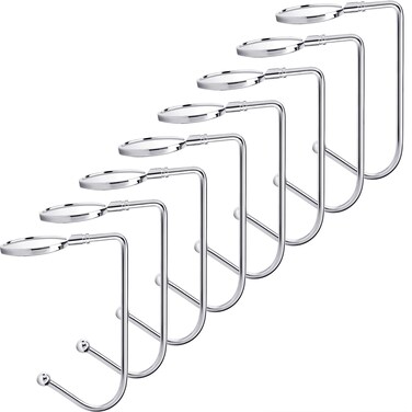 Sunshane 8 Pieces Christmas Stocking Holders Mantel Hooks Hanger Christmas Safety Hang Grip Stockings Clip for Christmas Party Decoration Silver