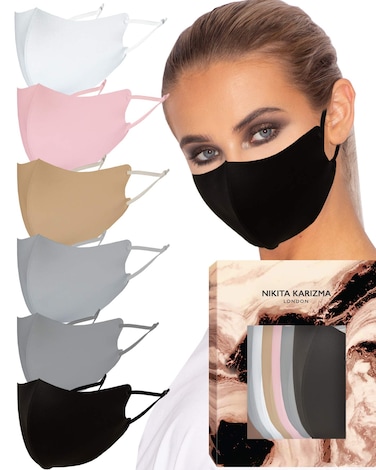 Karizma Face Wardrobe Cloth Face Mask for Women Pack 6 Buttery Soft Face Masks Washable Fabric with Adjustable Ear Loops