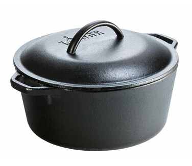 Lodge 5 Qt Vb123 Black L8Dol3 Lodge 5 Quart Cast Iron Dutch Oven PreSeasoned Pot With Lid And Dual Loop Handle Black