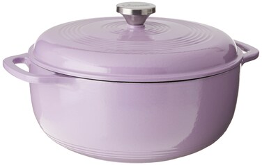 Lodge 6 Quart Enameled Cast Iron Dutch Oven with Lid  Dual Handles  Oven Safe up to 500 F or on Stovetop  Use to Marinate Cook Bake Refrigerate and Serve  Lilac