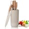 RETROSOHOO Kitchen Knife Set 6Pieces Khaki Sharp Knife Set for Kitchen Nonstick Nonslip Stainless Steel Chef Knife Set with Universal Knife Block Suitable for Home Restaurant Khaki