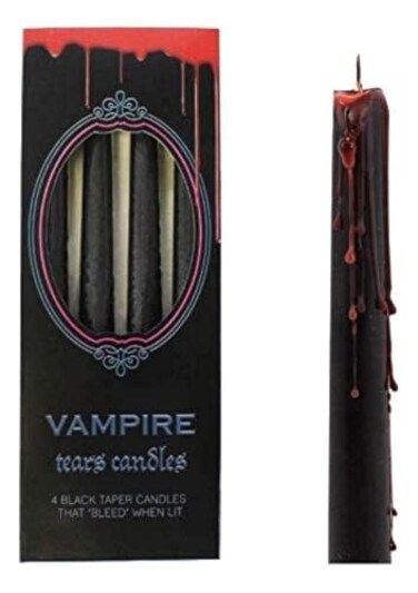 something different Vampire Tears Black Candles  Set of 4 Bleeding Candles  Gothic Rituals Halloween