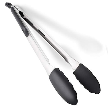 New DI ORO 9Inch Kitchen Tongs  Stainless Steel with NonStick 480F HeatResistant BPA Free Silicone Tips  Great Tool for Cooking Serving and Barbecuing  Dishwasher Safe and Easy to Clean Black
