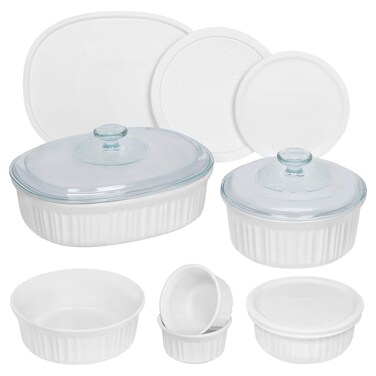 CorningWare French White Round and Oval Bakeware Set 12Piece Roll over image to zoom in CorningWare French White Round and Oval Bakeware Set 12Piece 1138206