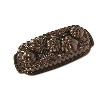 Nordic Ware Wheat  Pumpkin Cast Loaf Pan 6 Cup Capacity Bronze