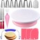 RFAQK 35PCs Cake Turntable and LevelerRotating Cake Stand with Non Slip pad7 Icing Tips and 20 Bags Straight  Offset Spatula3 Sc Set EBook Baking Tools Pink