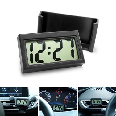 Mini Digital Clock for Car Dashboard SelfAdhesive Vehicle Electronic Clocks with LCD Time Auto Sticky Clock with Bracket Holder Car Accessories Universal for Truck Home Table Office Bathroom