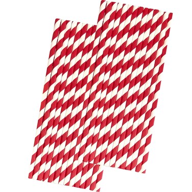 Outside the Box Papers Stripe Straws  Red and White  775 Inches  50 Pack  Brand