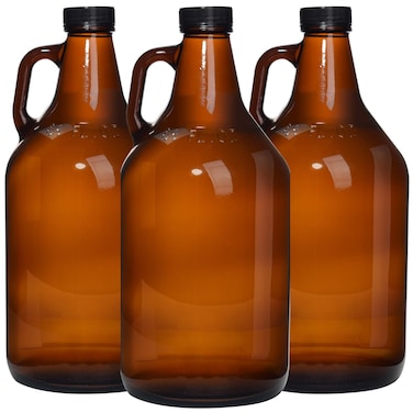 Galssmagic Amber Glass Growlers for Beer 64 oz3 Pack Half Gallon Glass Jug with Seal Cap and Handle for Home BrewingKombuchaWater