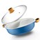 Nonstick Hot Pot with Divider Blue Shabu Shabu Pot with Silicone Spoons Divided Pot for Cooking in Two Broths at Once Hot Pot Cooker for Electric Induction Gas Stove or Grill Pan with Divider