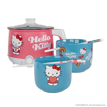 Uncanny Brands Hello Kitty Hot Pot with Ramen Bowls  Cook with Your Favorite Kitty Character