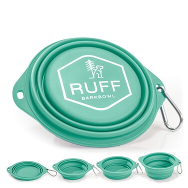 Ruff Products BarkBowl 800ml  Collapsible Dog Bowl Tiffany Blue Premium Quality PlatinumCured Food Grade Silicone No Plastic Rim Food Safe Large Travel Bowl