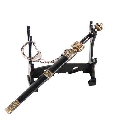 Mini Katana Mini Sword With Plastic Stand Samurai Sword Metal Weapon Model Toy Katana Anime Swords Keychain