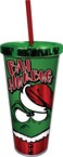 Spoontiques Bah Humbug Foil Cup wStraw 20 ounces Green