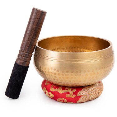 HIMALAYAN BAZAAR Tibetan Singing Bowl Set  Easy To Play for Beginners  Authentic Handcrafted Mindfulness Meditation Holistic Sound 7 Chakra Healing Gift 5