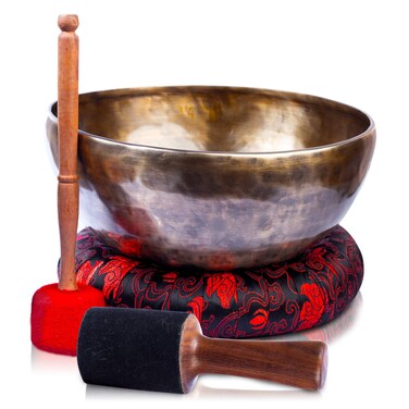 Himalayan Bazaar Large Tibetan Singing Bowl Set  9 Master Healing Grade For Sound Bath Chakra 7 Metal Meditation Yoga