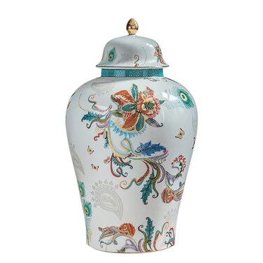 NS Online Female Urn for Adult AshesCeramic Peacock Flowers Large Urn for Human Decorative Urns for WomenMotherSister200 Cubic inches