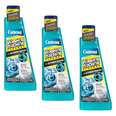Carbona Washing Machine Cleaner with Activated Charcoal  Removes OdorCausing Residues  Works in Standard  High Efficiency Washing Machines  84 FL Oz 3 Pack