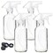 Youngever 4 Pack Empty Glass Spray Bottle 8 Ounce Clear Glass Spray Bottle for Essential Oils with Extra Durable Trigger Sprayers