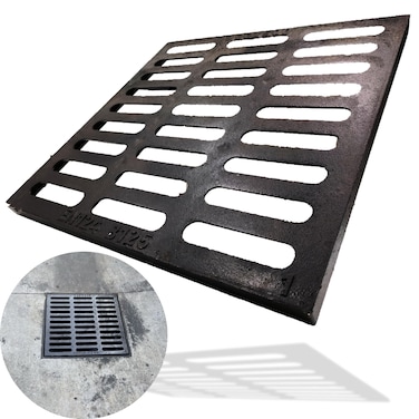 MOSINSBO Cast Iron Drain Grate 20x20 Outdoor Drain Cover C250 Class Sewer Grate Durable Heavy Duty Channel Grate Black Square Drainage Grate for Concrete Floor 197x197