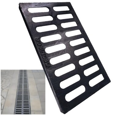 MOSINSBO Cast Iron Drain Grate 20x12 Outdoor Drain Cover C250 Class Sewer Grate Durable Heavy Duty Channel Grate Black Rectangle Drainage Grate for Concrete Floor 197x118