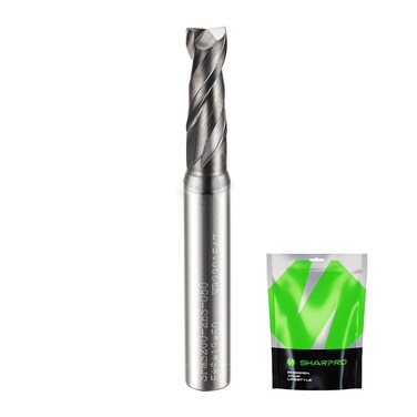 SHARPRO 6mm Shank 5mm Cutting Dia Carbide Square End Mill 2 Flute AlCrN Coated CNC Milling Bit Apply for Alloy Steel Stainless Steel Cast Iron and Aluminum Cutting