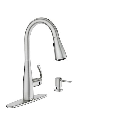 Moen 87014SRS Essie PullDown Sprayer Kitchen Faucet in Spot Resist Stainless with Soap Dispenser Spot Resist Stainless