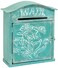 Red Co Farmhouse Embossed Tin Wall Mounted Post Mailbox Rustic Style Decor Distressed Blue  125 H x 11 W Inches