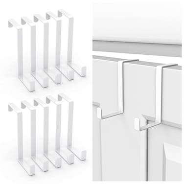Over The Door Hooks 10 Pack ZShaped Door Hanger Hook Fits The 1 38 and 1 34 Door Widths Reversible Sturdy Metal Over Door Hooks for Hanging Clothes Coats Towels and Shoe Organizers White