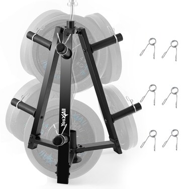 Yes4All 6 Pegs  4 Barbell Storage Racks Load Up to 1190 LBS  Wall Mounted Weight Plate Tree  Barbell Holder