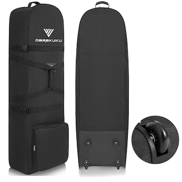 DAREKUKU SoftSided Golf Travel Bag with Fixed Buckles 1200D Heavy Duty Polyester Oxford WearResistant Foldable  Portable Golf Travel Case for Airlines with Wheels