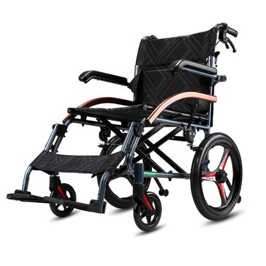 yuwell Magnesium Alloy Wheelchair 22lbs Lightweight Portable Travelling Transport Chair with HandBrakes 16 inch Wheels