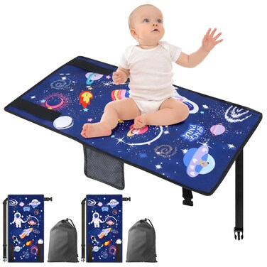 QSCFKL 2Pack Airplane Seat Extender for Kids Toddler Airplane Bed with Side Pocket for Baby Airplane Travel Essentials Portable Travel Bed Baby Portable Travel Hammock for Flying Flights