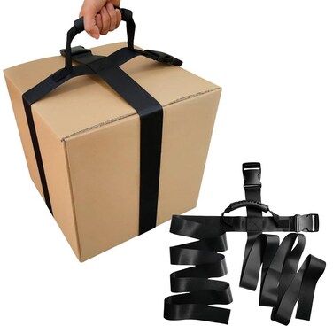 FKUMLUN Box Carrying Strap with HandleAdjustable Belt Cross Style Carry Straps Lift Carry and Secure Boxes Luggage Groceries and Heavy Objects Safely and Efficiently Black