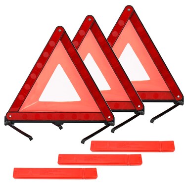 LuckyHigh 3 PCS Triangle Emergency Safety Warning Frame Foldable Reflector Car Truck Roadside Safety Warning Triangle Sign with Storage Case