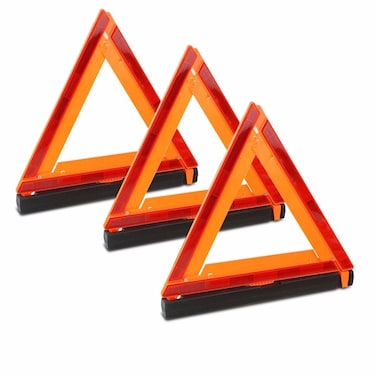 Stark USA 3Pack Warning Triangle Foldable Emergency Warning Sign Reflector Roadside Hazard Sign High Stability Frame wStorage Case